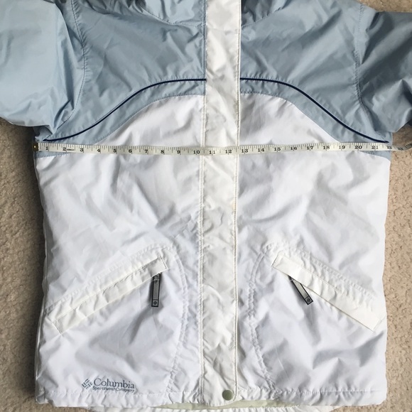 Columbia Light Blue/White Hooded Coat size MED - Picture 7 of 8